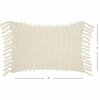 Homeroots 14 x 20 in. Tassel Detailed White Lumbar Pillow 386204